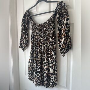 Socialite Animal Print Off the Shoulder Tunic Sz XS